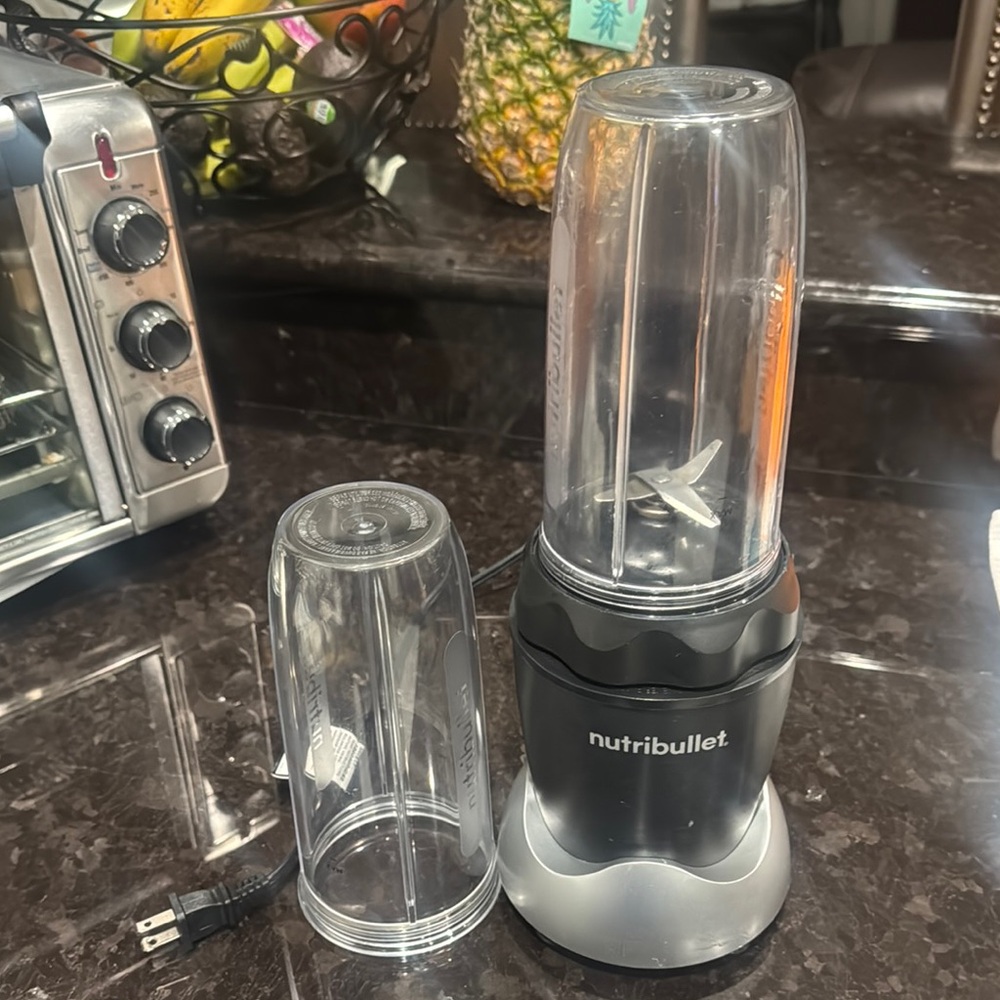 Black and Gray Kitchen Tools Set with Blender and Toaster Oven